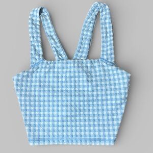 Aerie Offline Pastel Blue & White Gingham Sports Bra